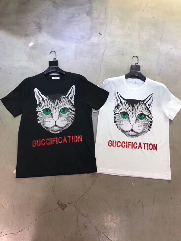 2020SSグッチスーパーコピー グッチ ミスティックキャット ロゴ入りコットン White Tシャツ